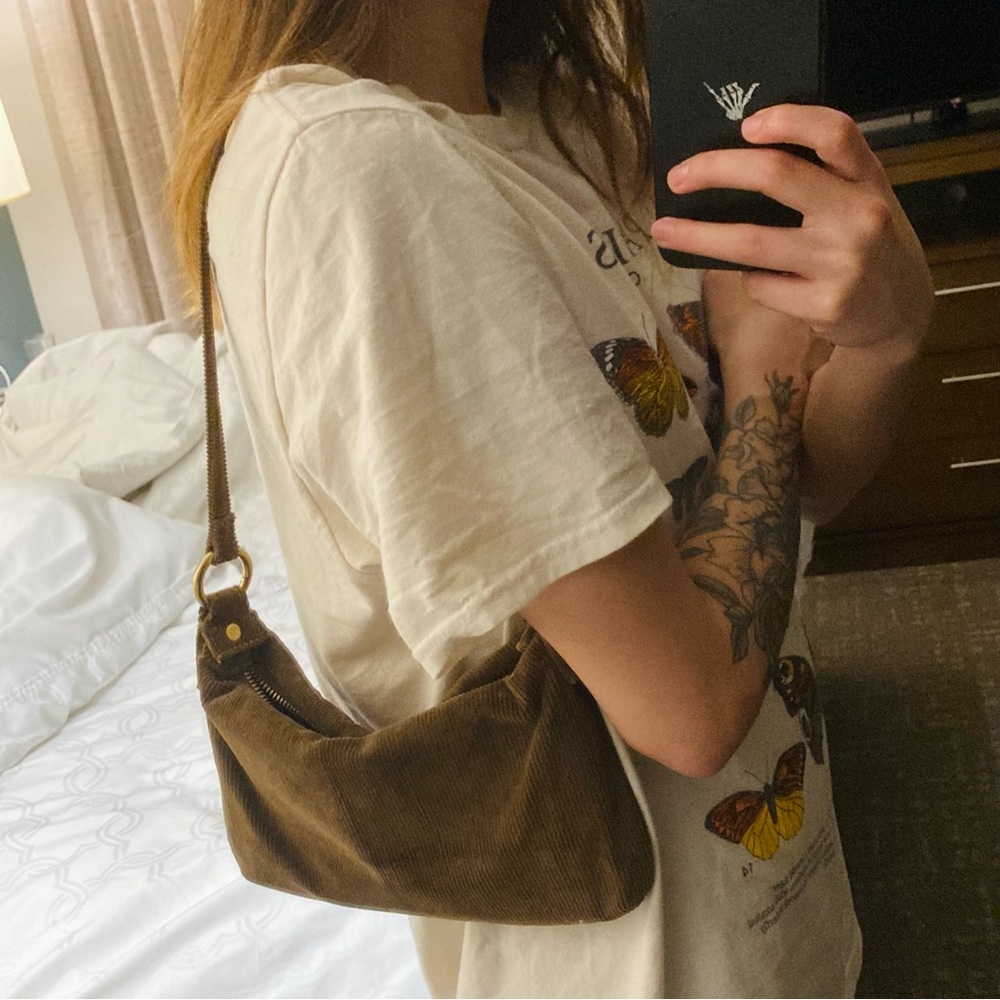 Brandy Melville brown corduroy shoulder bag